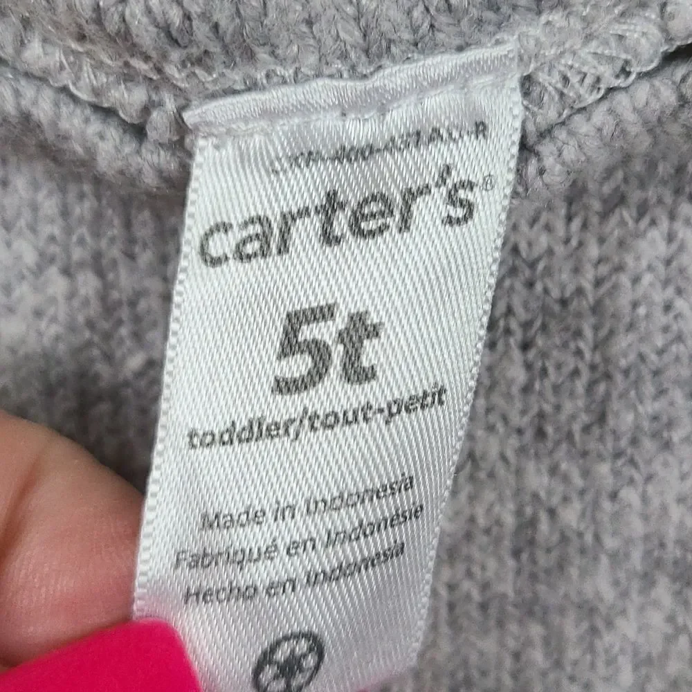 Carter's 5T Unicorn Sweater Lurex Knitted Gray Metallic Gold Pullover Toddler 5